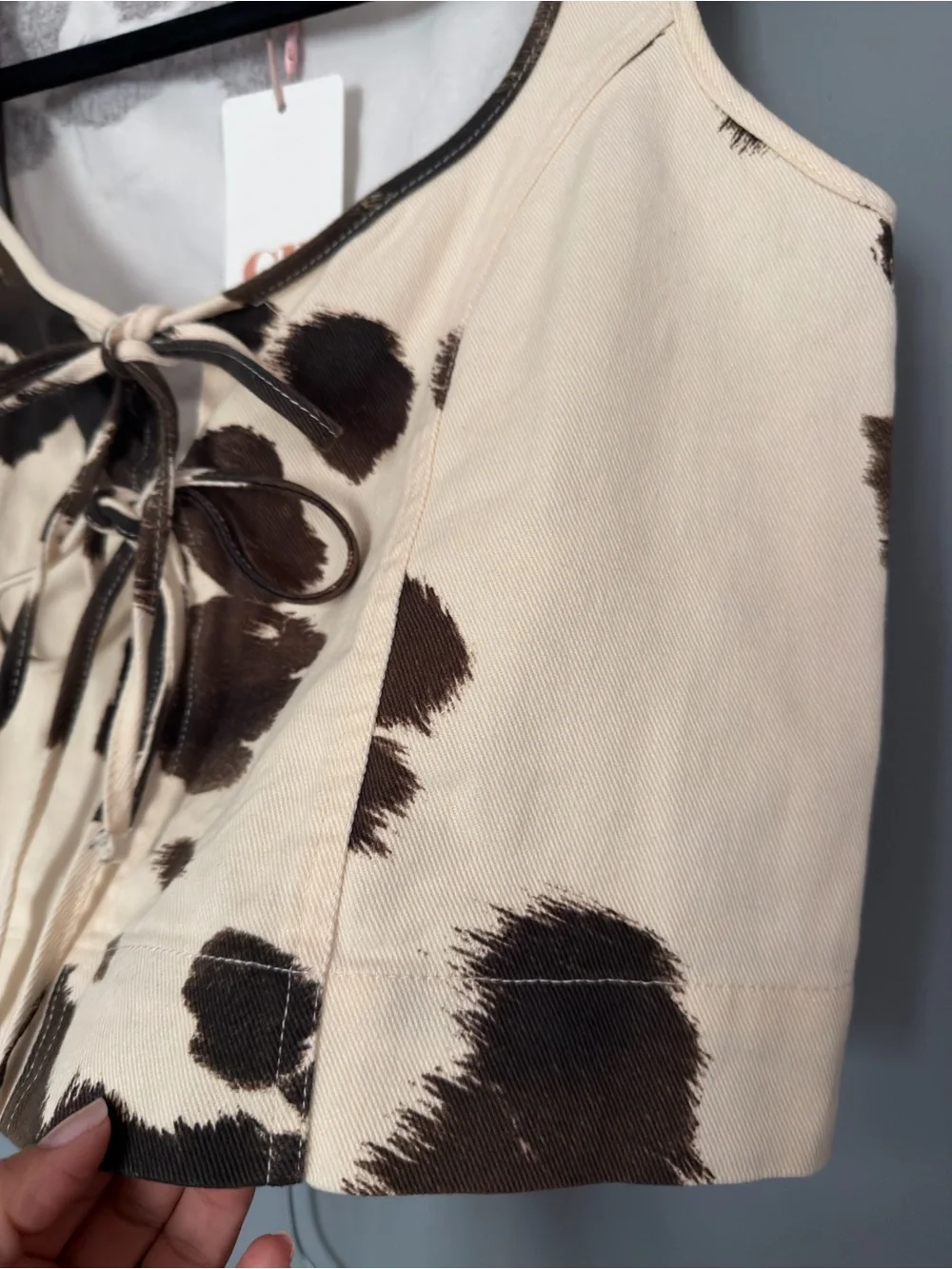 Gianni Bini Cream and Brown Cow Print Two-Piece Set - Picture 4 of 10